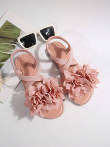 Nuevas sandalias planas de mujer de talla grande, cómodas y casuales, con puntera redonda, diseño cruzado elástico, decoración de loto, tipo slip-on, moda de ocio para vacaciones, playa y verano - Rosa - Ver 6