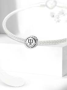 1Pc 925 Sterling Silver Hollow Letter DIY Bead For Ladies Jewelry Bangle Accessories Fine Jewelry Making