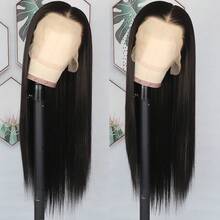 13X6 Free Part Platinum Blonde Lace Front Wigs 28 Inch Pre Plucked Long Straight Hair Wigs Glueless Soft Ash Blonde Colored Wigs Heat Resistant Fiber Hair Synthetic Lace Front Wigs For Women For Daily Christmas Party Cosplay Use - màu đen - Xem 5
