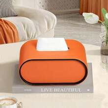 1pc Desktop Leather Tissue Box, Multi-Color Options Tissue Paper Storage Box, High-End Luxurious Oval Tissue Box, Multifunctional Coffee Table Tissue Box, Car Tissue Paper Storage Box - Multicolor - View 10