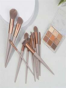 13pcs Professional Makeup Brush Set, Oval Shaped, Suitable For Foundation, Eyebrows, Concealer, Eyeshadow Powder, Travel And Daily Makeup Use, Soft Bristles Meet Basic Makeup Needs Of Blush, Concealer And Eyeshadow, Hypoallergenic, For Beginners And Professionals