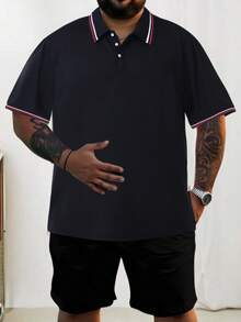 Men Fashion Casual Polo Shirt | Premium Material Turndown T-Shirt | Business Casual Essential | Breathable & Comfortable | Golf Holiday Indoor Party | Summer & Autumn | Plus Size Loose Fit | Unisex Design | Versatile For All Occasions | Mother's Day Event - Black - View 6