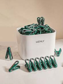 24-Pack Plastic Clothespins With Seamless Design, Windproof Non-Slip Socks Clips With Storage Basket For Laundry & Household Use - Multicolor - View 1