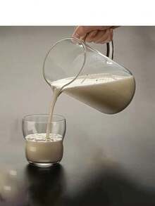 耐高温玻璃量杯，带刻度和手柄，搅拌杯，微波炉专用鲜奶杯，透明，1个装