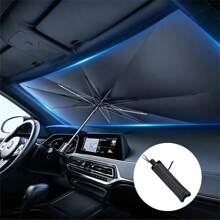 1 pieza Parasol de coche plegable para parabrisas, aislante del calor, protección UV, instalación conveniente, accesorios refrescantes para el interior del vehículo