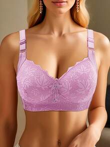 3pcs Bra Push-Up Tanpa Kawat Seksi Berenda Warna Polos untuk Wanita, Mengangkat & Memperindah Payudara, Anti-Kendur - MultiWarna - View 7