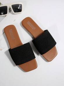 Wide Fit Women's Sandals Black Summer Women's Slippers Wear Flat Casual Fashion Beach Women's Beach Shoes