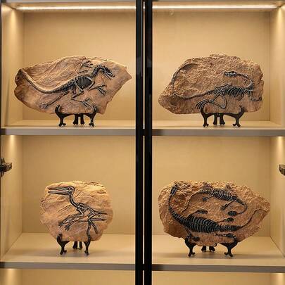 1 pieza Decoración de fósil de dinosaurio Tiranosaurio, similar a Pterosaurio, Lagarto Avestruz y Modelo de Ave Dragón Chino, 4 tipos de adornos de sobremesa decorativos adecuados para decoración del hogar, decoración de mesa, regalos de fiesta y regalos