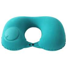 1个充气U型颈枕，便携式压力充气颈枕，孔雀绿/灰/黑，便捷旅行体验，压力充气颈枕，TPU旅行充气U型枕