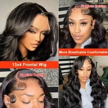 40 Inch Body Wave Lace Front Wigs Human Hair 200% Density Frontal Wigs Human Hair Wigs For Women 13x4 HD Lace Front Wigs Human Hair Pre Plucked With Baby Hair - Natural Black - 查看 5