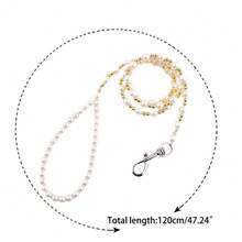 Pearls Beaded Pet Dog Leash For Training Walking Lead,Glamorous Pearl Dog Cat Chain,Premium Metal Clasp Ensures A Secure Connection To Your Pet's Harness,Stylish & Durable Accessory For Your Pet,Exquisitely Pink And White Pearls,Merges Elegance With Functionality, Perfect For Fashion-Forward Pet Owners - Multicolor - View 4