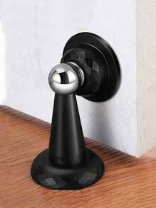 1Pc Strong Magnetic Door Stopper, Magnetic Door Stoppers For Bottom Of Door Magnetic Door Stop, Double-Sided Adhesive Tape,Decorative Matte Black Door Stopper, Noise Reduction Silicone Made, Easy Install No Drilling