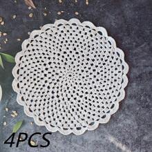 1 peça/4 peças Jogos Americanos de Renda Vintage, Toalhinhas de Crochê Feitas à Mão, Toalha de Mesa/Descanso de Copo de Renda Vazada, Perfeito para Festas, Casamentos, Mesas de Ramadã, Decoração, Apanhador de Sonhos, Presentes