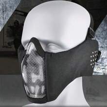 1 Peça Máscara Tática de Meia Face com Tela, Máscara de Combate Airsoft, Faixa de Cabeça Ajustável, Material de Fibra de Poliéster Durável, Para Treinamento e Jogos