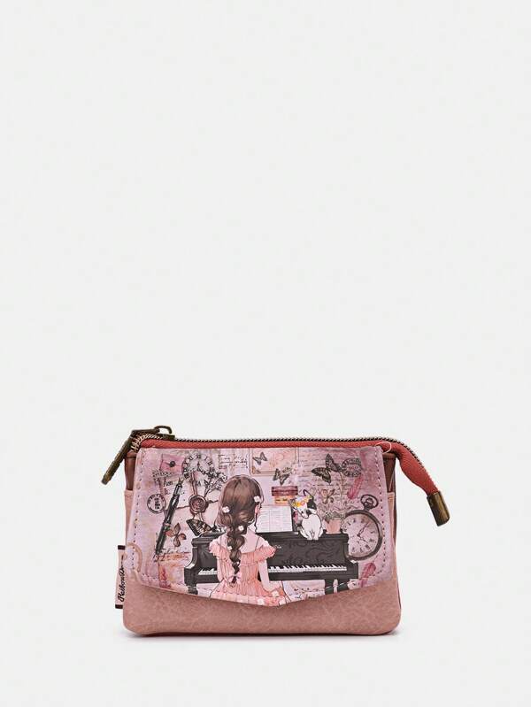 Portefeuille court de mode sucré et bonbon, porte-cartes, porte-monnaie, en PU, imprimé de dessins animés mignons, conception originale, léger, portable, pour voyage, école, déplacement, style rétro, université