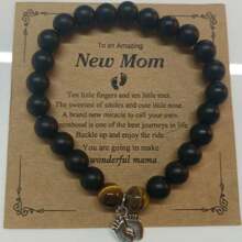 WholeNight Pulsera ajustable con colgante con huella de bebé para futuras mamás, regalo de joyería de moda para el embarazo, madres, San Valentín, Día de la Madre, todo el año, regalo de baby shower, Pascua, para niñas/niños
