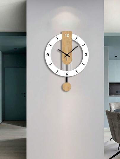 Pc, Wit Wood Grain Acrylic Creative Swing Wand Clock, Silent Living Room, Bedroom, Room ation, Home Kitchen, Office Birthday, Bedroom Dormitory Back To School view 9