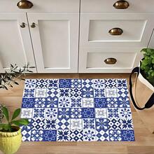 1pc Bohemian Square Pattern Printed Anti-Slip Silica Gel Kitchen Mat, 3D Printed Rectangular Carpet For Living Room, Bedroom, Hallway, Bathroom, Laundry Room - Polyester Rug For Indoor And Outdoor Home Decor - XXCFD005 - View 8