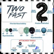 77 szt. wyścigowe 2-letnie białe tło z czarnym napisem tło balonowe girlanda łuk zestaw - minimalistyczne niebieskie i białe tło, numer 2 balony foliowe, balony lateksowe na 2. wyścigowe artykuły na imprezę urodzinową