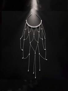 1pc Bohemian Style Multi-Layer Pearl Headband With Tassels, Women Lady Jewelry Hairpiece, Bridal Wedding Accessories