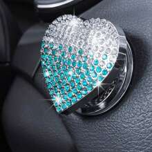 1 Stück Bling Druckstart-Knopf Abdeckung mit Strass, Herz-Druckstart-Knopf Abdeckung für Auto Dekoration, Diamant Motor-Startknopf Abdeckung Auto Innen Zubehör für Frauen & Mädchen