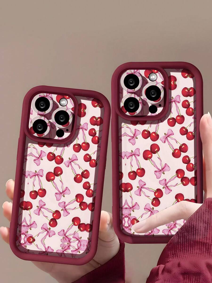 1 件少女柔软硅胶手机壳，甜美樱花蝴蝶结设计，防震，兼容 iPhone 和 16/16 Plus/16 Pro/16 Pro Max - 彩色 - 查看 1