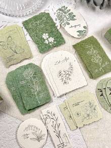 1 盒 30 张复古花卉纹理压花便签贴纸，用于制作卡片、DIY 日记本、剪贴簿、相册、杂志装饰、学校用品、返校