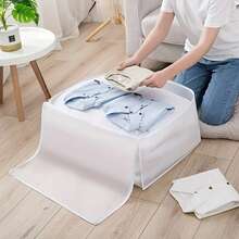 1/2pcs Bedding Closet Storage Bags, Solid Color Underbed Storage Boxes, PEVA Waterproof Anti-Damp Blanket Storage Bags, Square Dust-Proof Blanket Storage Bags, Clothing Organizer Bags - White - View 2