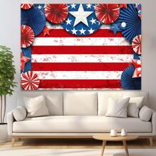 1PC Retro Independence Day Background Banner, Retro Patriotic Background Decoration Hanging Cloth And National Day Celebration Decoration, Patriotic Veterans Party Decoration Supplies, New Multi Functional Polyester Background Hanging Cloth, Corridor, Garden Photography Background, No Power Supply Required