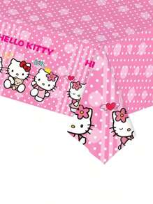 Sanrio Sanrio 1pc Disposable Cartoon Tablecloth, PVC Party Decoration Table Cover, Outdoor Picnic Dining Table Cloth