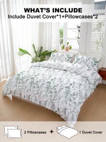 3 pièces/set Ensemble de housse de couette à motif floral (1 housse de couette et 2 taies d'oreiller) Ensemble de literie de couette doux et agréable pour la peau pour la maison, Ensemble de draps toutes saisons