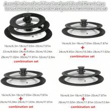 Couvercle universel en verre pour casseroles et poêles, résistant à la chaleur, avec trou pour vapeur, en silicone
