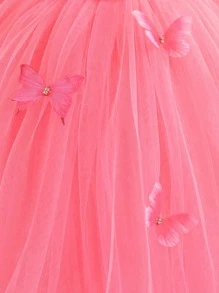 Robe de fête de la Saint-Valentin en tulle avec papillon pour bébé fille, jupe à volants gonflés, convient pour le premier anniversaire, le mariage, le banquet, la scène ou les célébrations de fêtes