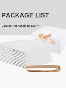 10个白色盖礼盒，散装盖礼盒，伴娘邀请礼盒（含丝带），适用于婚礼、生日、派对及其他活动，情人节、返校季等场合。 - 白色 - 查看 8