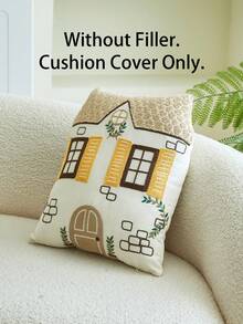 1pc Countryside Cottage Embroidered Asymmetrical Throw Pillow Cover, Suitable For Indoor Decor, Applicable For All Seasons, Pillow Insert Not Included - Multicolor - View 5