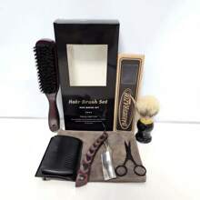 6-Piece Men's XG Shaving Kit Set, Includes Straight Razor With Micarta Handle, Beard Brush, Shaving Brush, Wooden Comb, Scissors And Storage Bag, Great Gift For Valentine's Day, Christmas, Father's Day Or Dad's Birthday