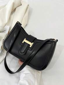 New Fashionable Casual Women Pu Solid Color Black Khaki Camel Bow Metal Hardware Under Arm Wallet Pouch