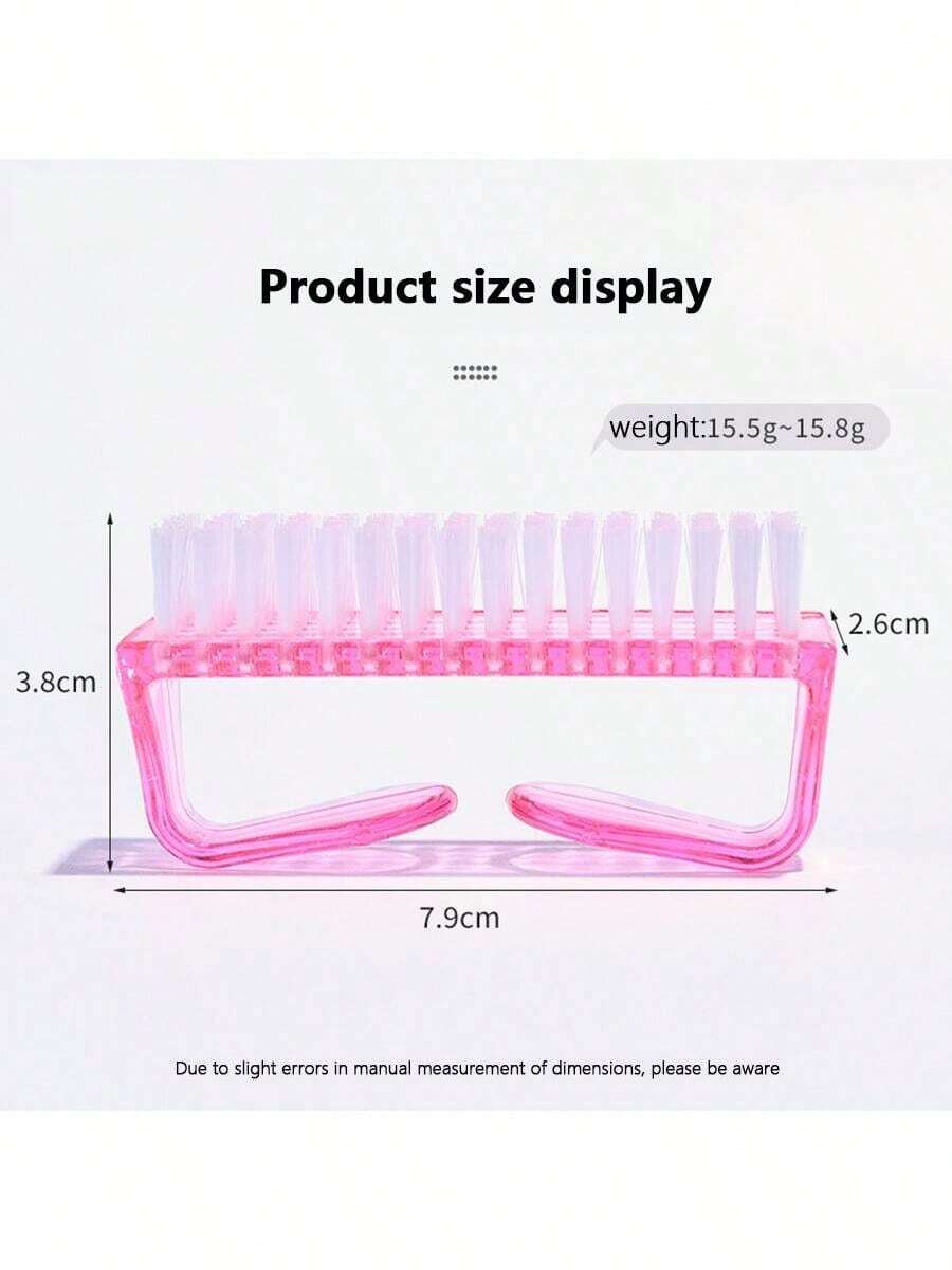 1pc Large Transparent Plastic & Ox Horn Nail Dust Cleaning Brush, Multi-Color - View 1