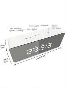 1 pieza Reloj despertador de estudiante, Reloj digital electrónico de escritorio mini, Pantalla LED inteligente con temperatura, calendario, cronómetro de cocina, reloj digital para decoración de habitación