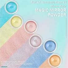 6 Colors  Nail Powder,  Nail Glitters In Pink, Silver, Gold, Metal Mirrored Effect, Holographic Sparkling Nail Art Pigment Powder For DIY Gel Nail Polish, Y2K Holographic Iridescent Chameleon Aurora Nail Powder, 0.5g - 彩色 - 查看 3