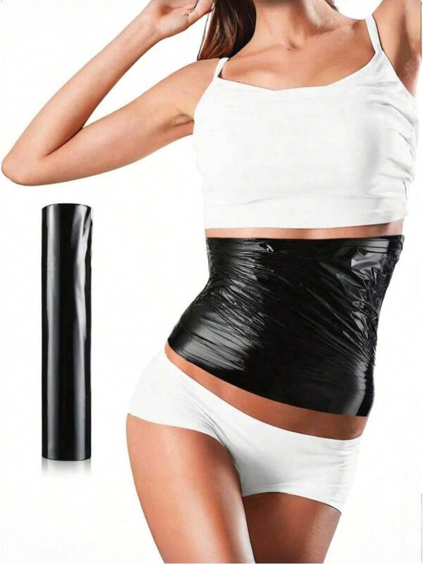 1 Roll 60 Meters Black Osmotic Plastic Body Wrap Workout And Sweat Enhancer Stomach Wrap Body Wrap Film Massage Accessories Gym Accessories, Sport, Gym, Home Exercise, Sport Accessories, Gym Accessories, CrossFit Accessories