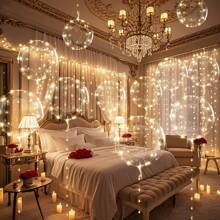 10/1 Luminous LED Transparent Wave Balloon Set (Inflated Size Approximately 35cm-40cm), With 3.0-Meter (Approximately 9.84ft) LED Light String (Excluding Internal Power) Suitable For Birthday Decoration, 2025 Graduation Decoration, Wedding Decoration, Mother's Day, Room Decoration, Shooting Props (Multi-Color Optional)