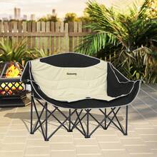 Outsunny Double Camping Chair For Adults, Oversized Heavy Duty Padded Folding Chair With Armrests, Cup Holders And Carry Bag For Outdoor Camping Hiking Picnic Fishing, 250kg Capacity - Khaki - View 8