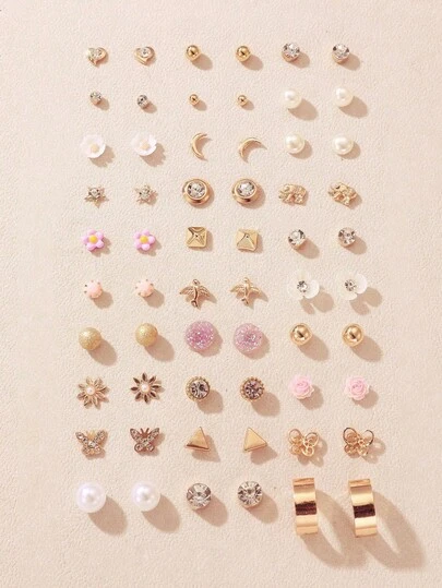 30 قطعة/مجموعة من أقراط الأزرار الملونة والأنيقة والحلوة، مناسبة للمراهقين