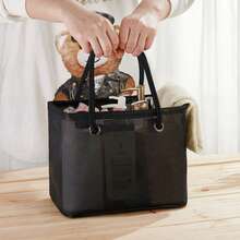 1 件黑色夏季沙滩包、旅行度假必需品、水疗包、温泉包、泳池、浴室、大容量、可折叠、防水、浴室手提包、洗漱用品、牙刷、化妆品、大容量收纳、淋浴、沐浴、温泉、篮子、轻便 - 黑色 - 查看 2