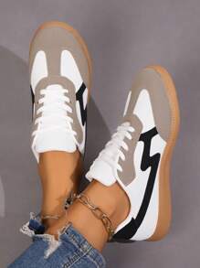 Women's Spring/Fall Casual Sneakers, Retro Style Thick Sole Lace-Up Platform Shoes