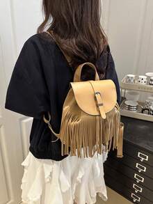 New Bohemian Style Niche Backpack, Fringed Commuter Backpack, Artistic Style Woman Bag, Retro Fashion - Multicolor - View 7