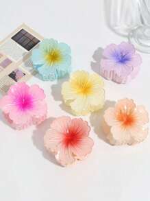 6/4/1 pièce Pince à cheveux à fleur en forme de cœur bouclée pour femmes et adolescentes, pince à cheveux hawaïenne pour cheveux épais de 7,5 cm, accessoire de cheveux de style doux, parfait pour le quotidien, les sorties, les dates, les fêtes et les mariages. Accessoires de cheveux de mode pour la plage, cadeau idéal pour les amies!