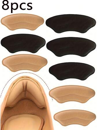 8 件套鞋跟垫/垫子，自粘式鞋跟保护垫，可提高超大号鞋子的贴合度和舒适度，防止鞋跟滑落和起水泡、跌倒