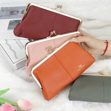 Royal Bagger RFID Kiss Lock Wallet – Solid Color Multi-Card Slot Card Holder, Genuine Leather Clutch Purse For Women - Burgundy - View 11